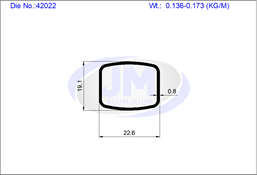 42022/RACTANGULAR  TUBE 22.6 X 19.1 X 0.8 